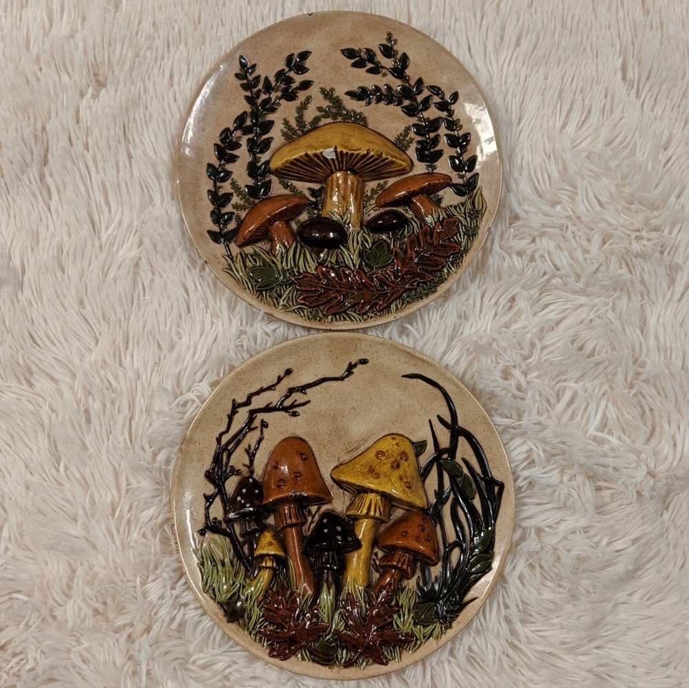 Vintage Decorative Mushroom Plates